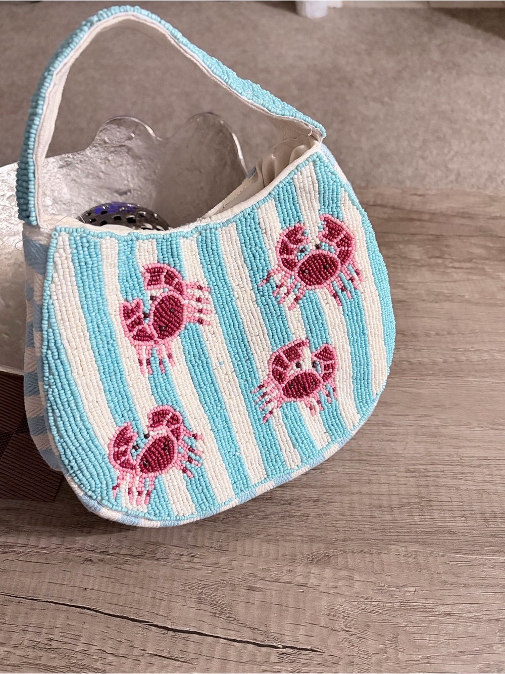 Lulu Beaded Crab Clutch Bag